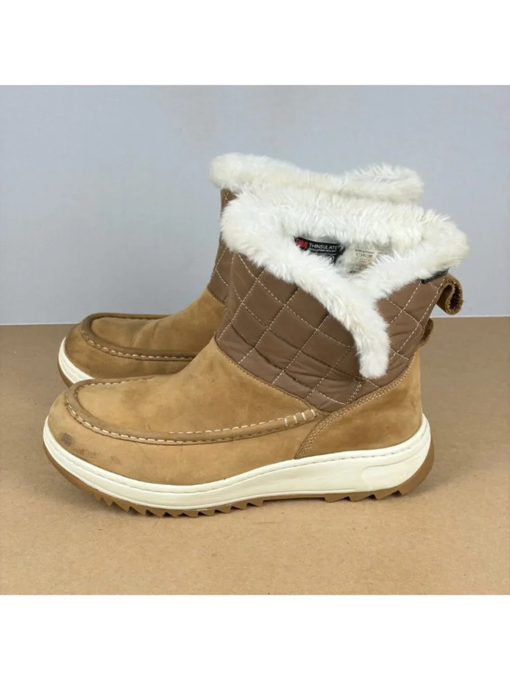 Sperry Top Sider Powder Altona Winter Snow Boots Womens 9 Tan Suede Pull On